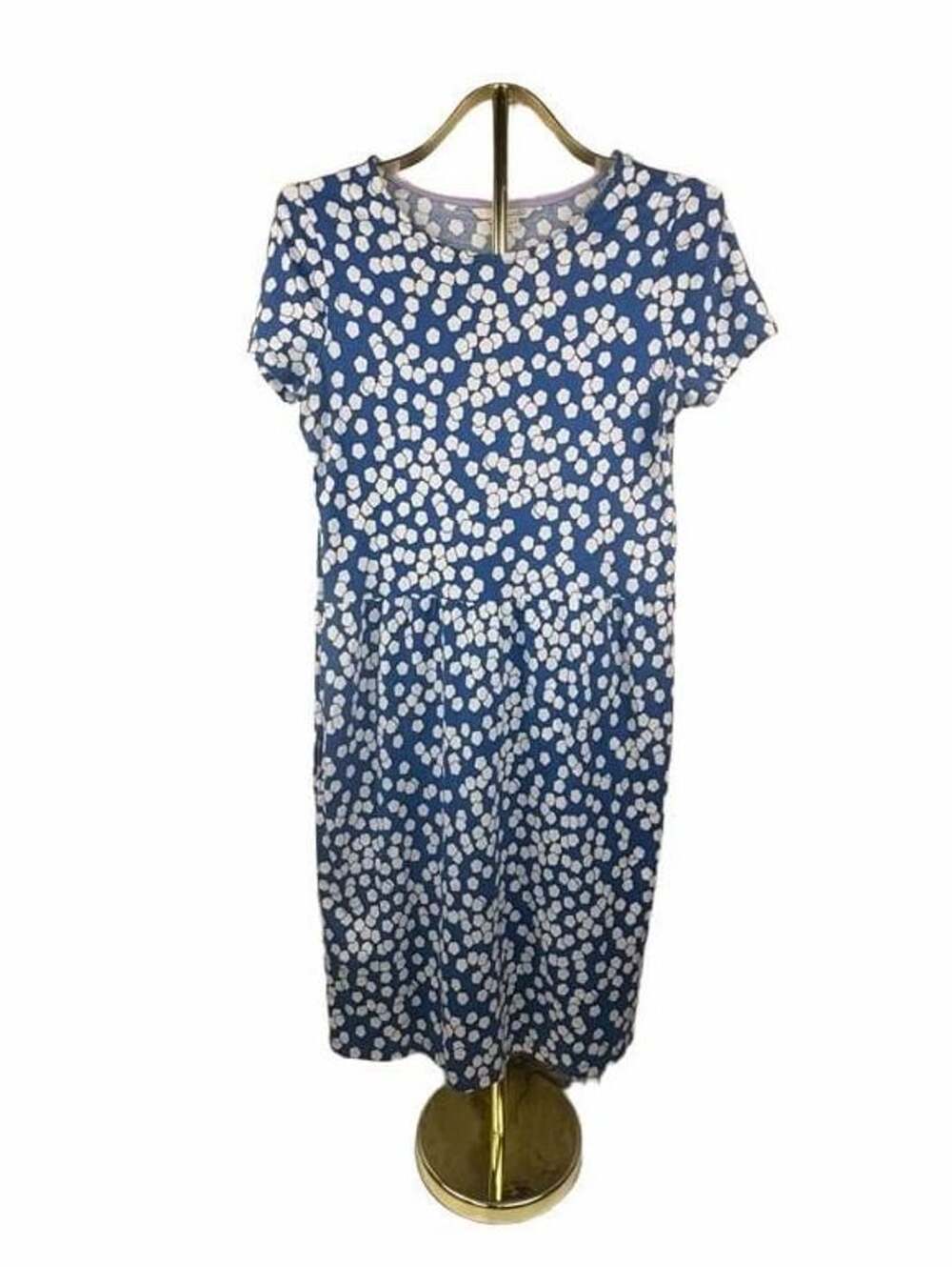 Boden Phoebe Dress Size US 8 tall Blue White Floral Print Jersey Midi